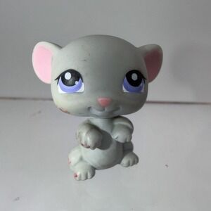 MOUSE #105 - Authentic Littlest‎ Pet Shop - Hasbro LPS  Pink Ears Purple Eyes